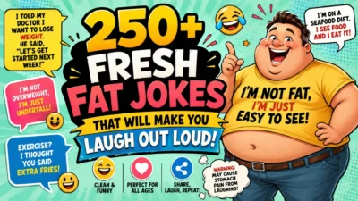 250+ fresh fat jokes cartoon with funny weight jokes and laughing character