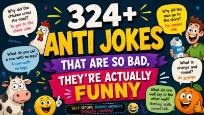 324+ anti jokes that are so bad they’re actually funny with silly cartoon characters and joke speech bubbles