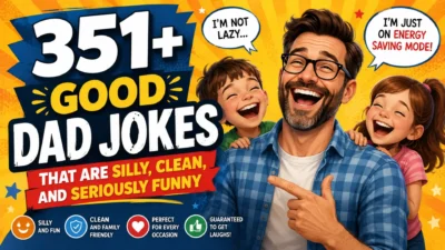351+ good dad jokes with a laughing dad and kids enjoying clean, silly family humor