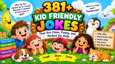 381+ kid friendly jokes with smiling children, animals, books, and clean funny jokes for kids