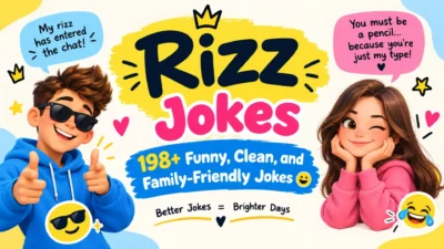 198+ rizz jokes with funny cartoon characters sharing clean and family-friendly jokes