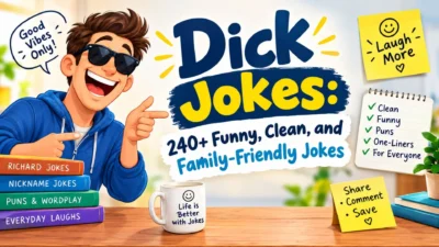Dick Jokes 240+ funny clean family-friendly jokes with Richard nickname humor and playful cartoon design
